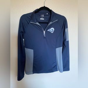 LA Rams athletic dry fit long sleeve half zip women’s top